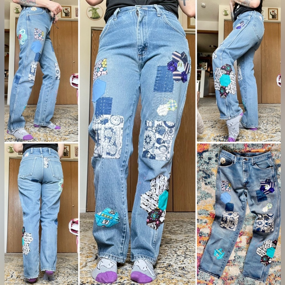 Floral Upcycled Patchwork Denim - Picture 3 of 16